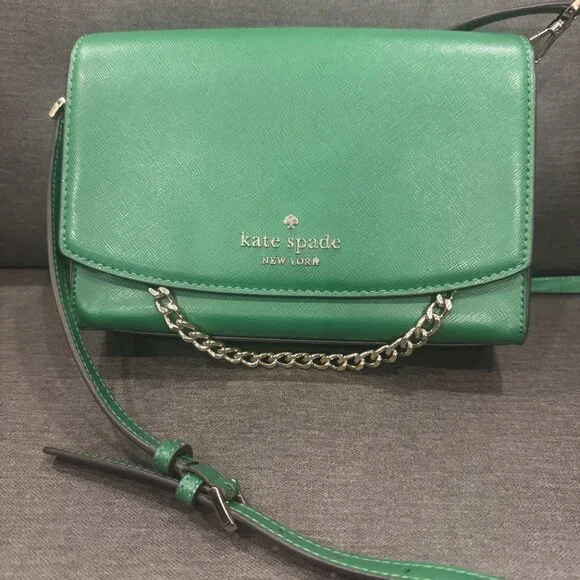 Kate Spade Carson Crossbody Saffiano Leather Green - Picture 1 of 9